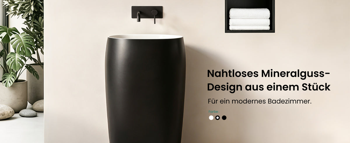 glasvilla Design Standwaschbecken freistehend Col32 aus Mineralguss Waschtisch Standwaschbecken