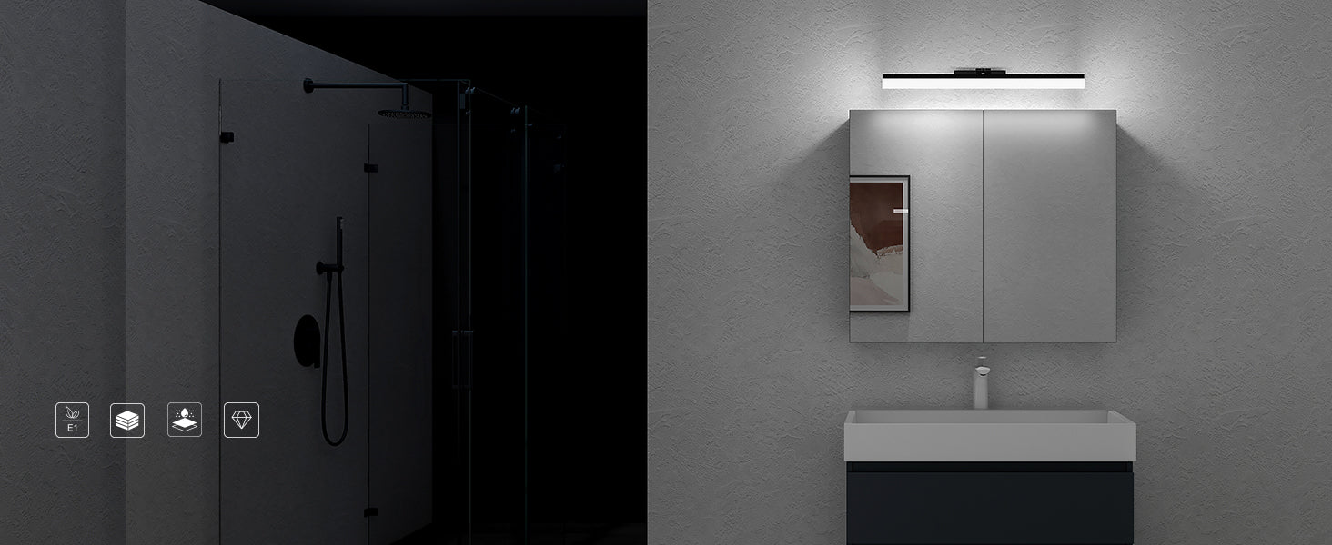 Glasvilla Luxaris – Armario espejo de baño con iluminación LED y lámpara giratoria 180°