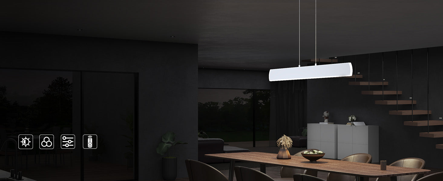 Glasvilla Design – Lámpara colgante LED 100 cm regulable con mando a distancia, 3000K–6000K (20W)