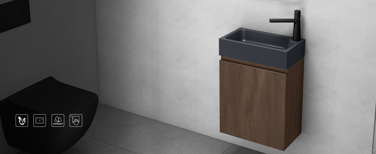 glasvilla Badmöbelset Badezimmermöbel bestehend aus Waschbecken in Anthrazit Matt und Waschbeckenunterschrank BTH: 46x26x63cm Pisa02