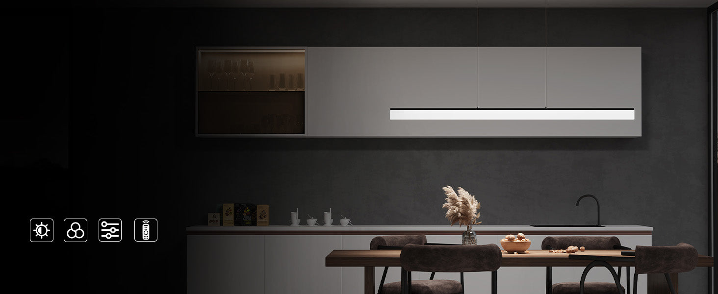 glasvilla Pendelleuchte LED Hängelampe Dimmbar mit Fernbedienung 3000K/4000K/6000K Verstellbares Kabel Hängeleuchte Alivetta3303