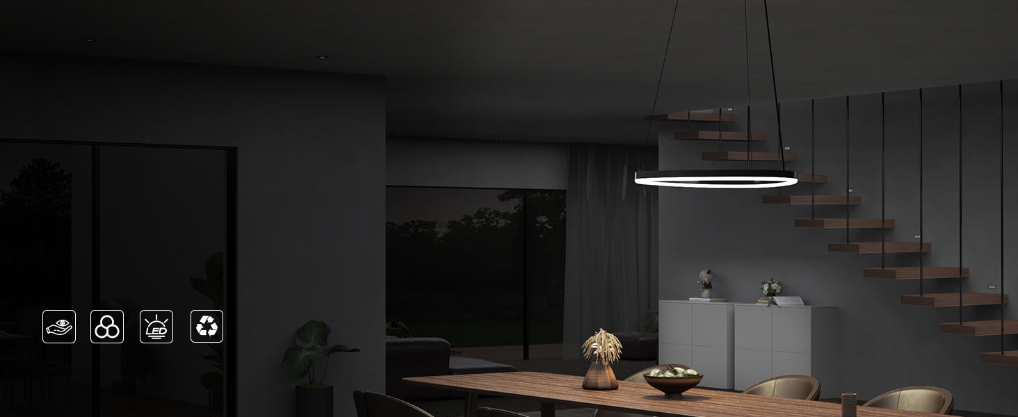glasvilla Suspension LED Lampe Suspendue Câble Réglable pour Salle À Manger Salon Chambre