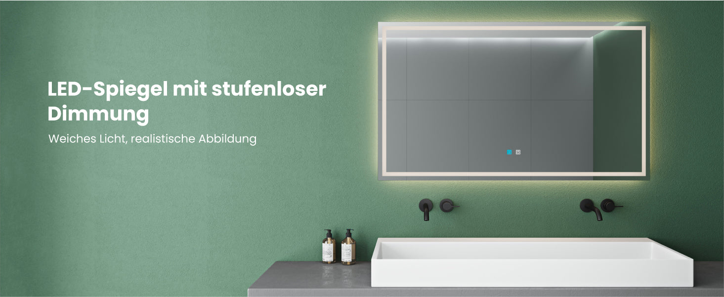 Glasvilla Design Espejo LED de Baño LED02 – Touch Moderno con Tecnología Antivaho Antifog