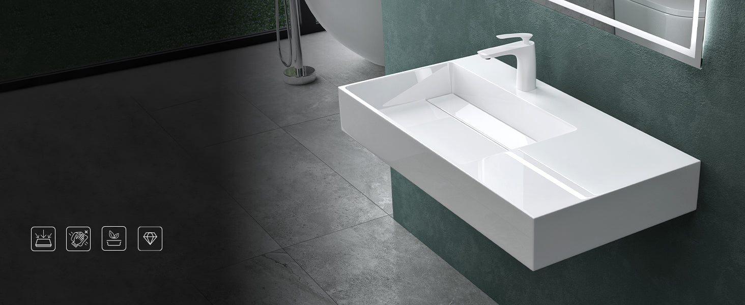 glasvilla Lavabo da Appoggio Lavandino Bagno Sospeso da Marmo Fuso Col12