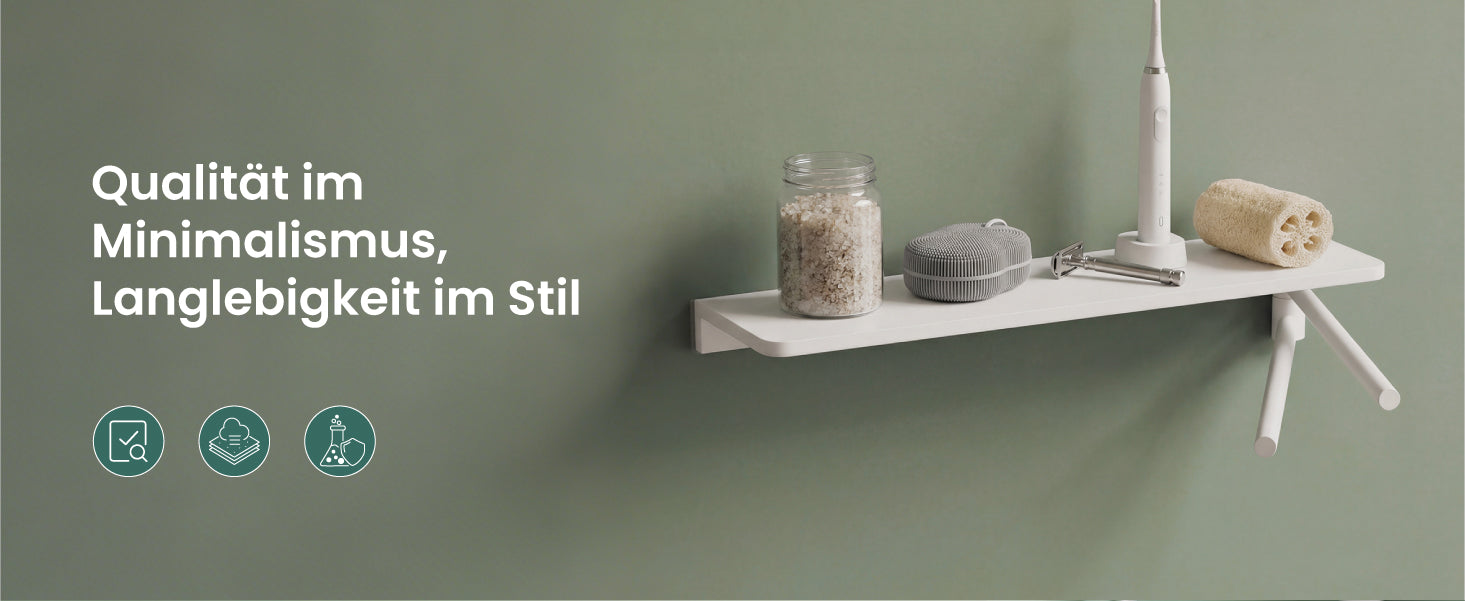 glasvilla Duschablage zum Bohren, Duschregal mit 2 Handtuchstangen aus Aluminiumlegierung, Badezimmerablage zur Wandmontage, Badezimmer Organizer  Reglo-19