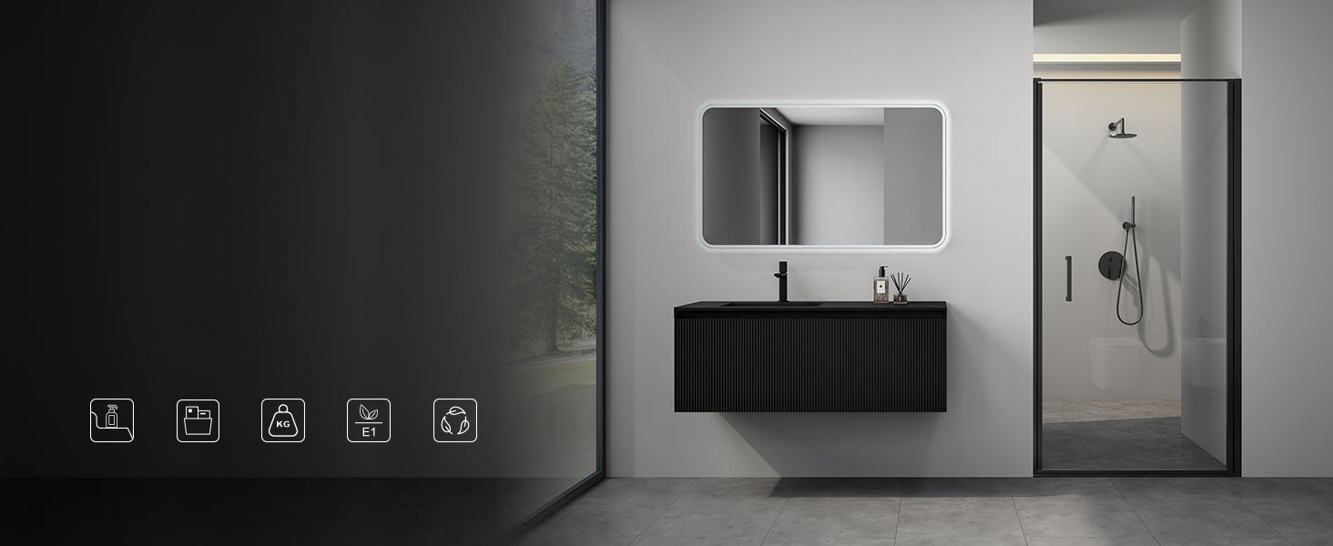 glasvilla Design Badmöbel Set Waschtisch mit Unterschrank Waschbeckenunterschrank 120cm mit Softclose Schubladen inkl. Mineralguss Waschbecken Santa