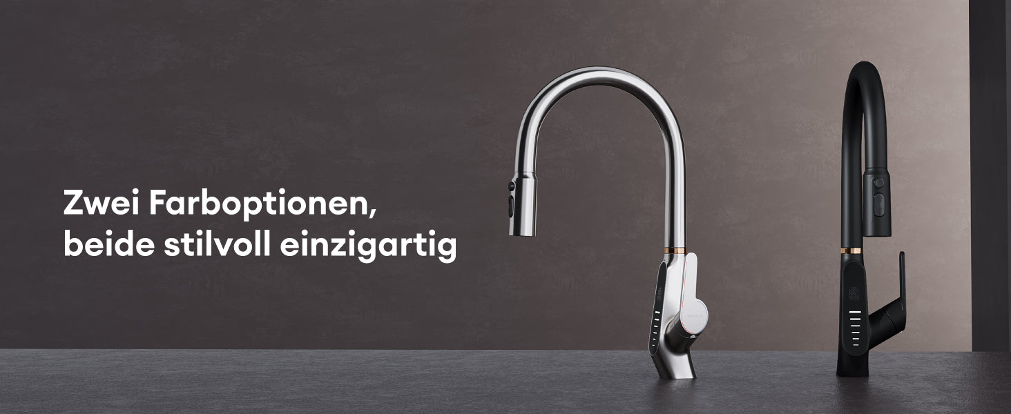 glasvilla Wasserhahn Küche Küchenarmatur ausziehbar 360° drehbar 3 Wasserstrahl-Modi LED-Digitalanzeige Küchenwasserhahn Spültischarmatur MS-8085