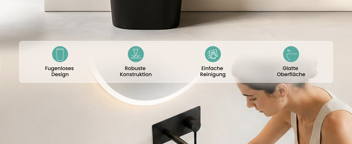 glasvilla Design Standwaschbecken freistehend Col32 aus Mineralguss Waschtisch Standwaschbecken