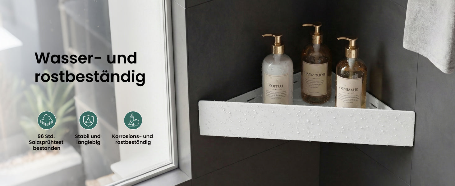 glasvilla Étagère de douche à percer ou à coller, Étagère d'angle pour douche, Étagère murale de salle de bain pour le bain et la cuisine, Reglo-07