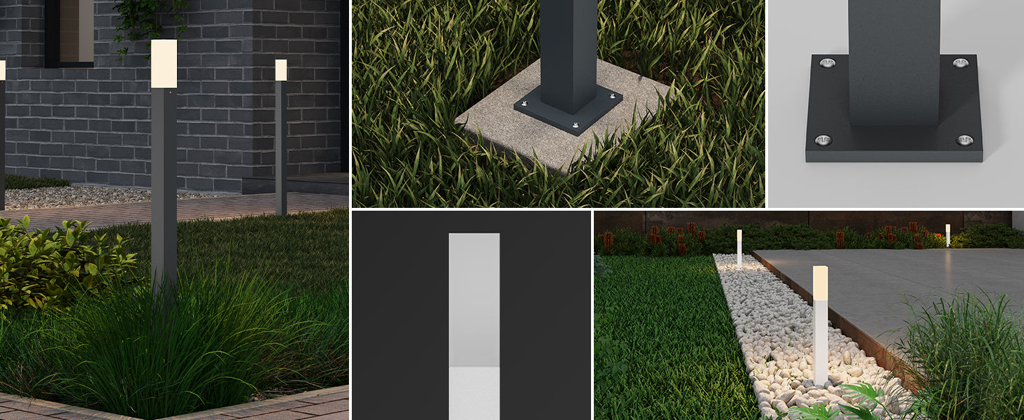 glasvilla Éclairage Extérieur IP65 Éclairage de Chemin Extérieur | Borne Lumineuse pour Jardin, Lampadaire 3000K, Lampe de Jardin | Lampadaire d’Extérieur 3W Deus Lumina