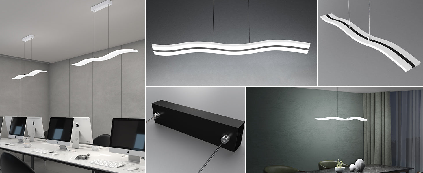 glasvilla Pendelleuchte 97cm LED Hängelampe Dimmbar mit Fernbedienung 3000K/4000K/6000K Verstellbares Kabel 36W Hängeleuchte Alivetta3300