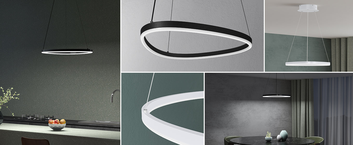 Glasvilla Design – Lámpara colgante LED 50 cm con diseño ondulado, regulable 3000K–6000K (16W)
