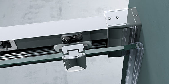 glasvilla Duschtür Nischentür dusche Duschabtrennung Chrom und Schwarz Duschkabine Nischenschiebetür 6mm ESG-Sicherheitsglas inkl. Soft-Close Teramo12K