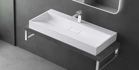 glasvilla Lavabo da Appoggio da Marmo fuso Lavabo Bagno Sospeso Lavandino Bagno Rettangolare Scarico Incluso Colossum19
