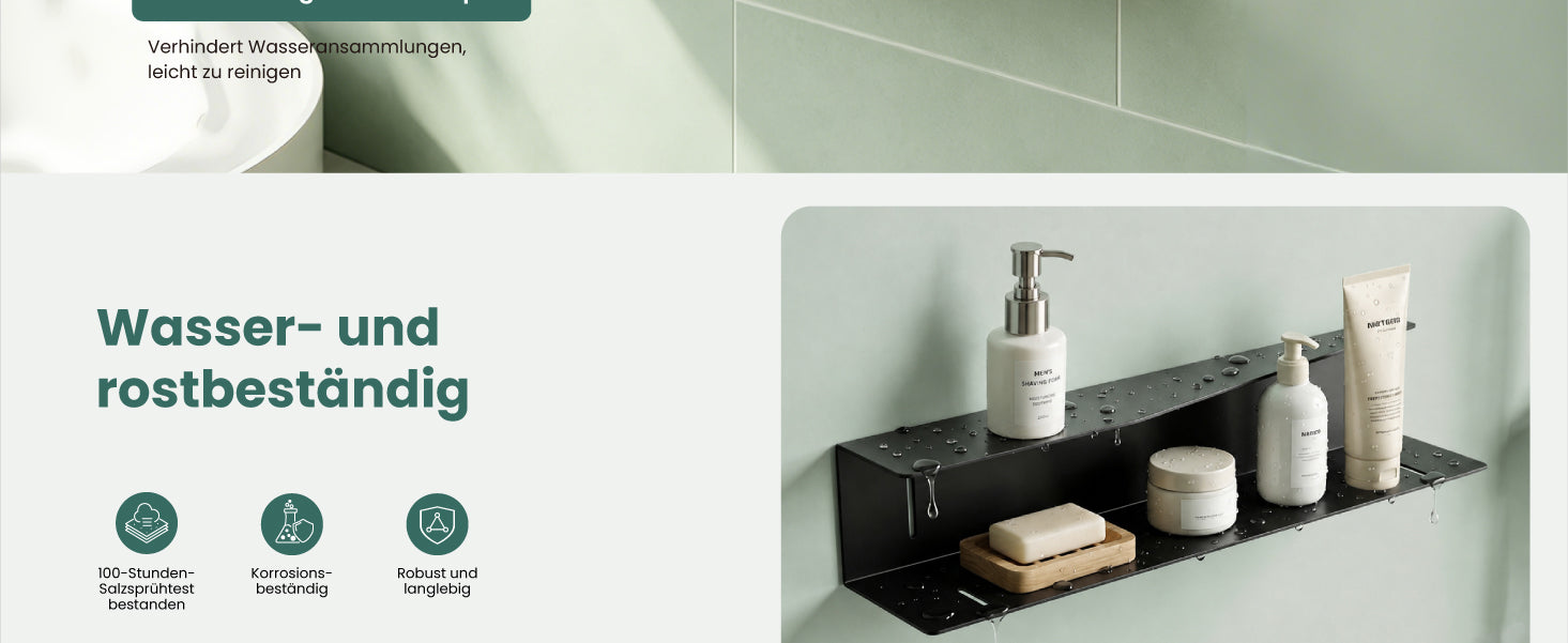 glasvilla Duschablage zum Bohren oder Kleben, Duschregal Badezimmerablage , Shampoo Halterung für Dusche, Badezimmer Organizer  Reglo-15