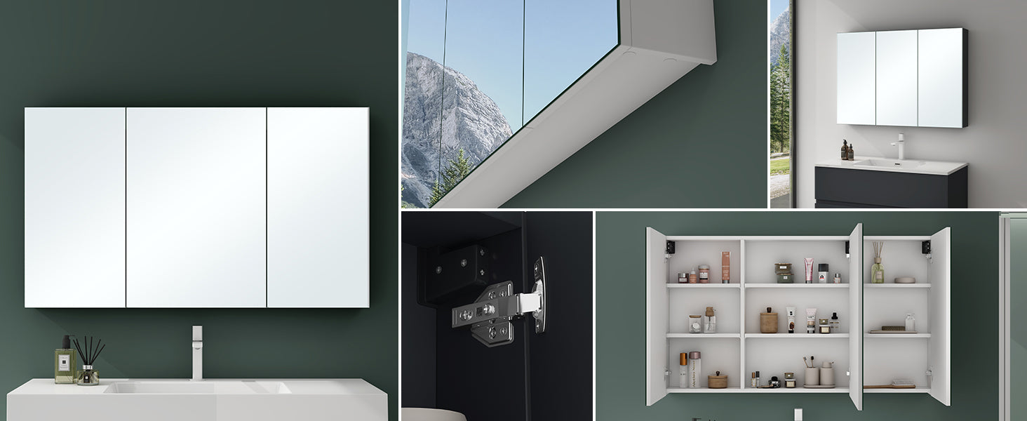 Armoire de toilette Glasvilla avec miroir et lampe intégrée, meuble de salle de bain, éclairage miroir, lampe de salle de bain LED rotative à 180°, d'une beauté rayonnante
