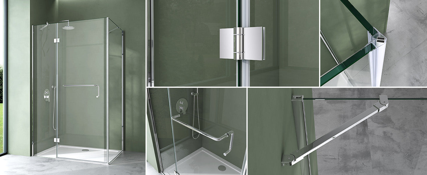 Cabine de douche Glasvilla, paroi de douche, verre trempé de sécurité 6 mm avec effet lotus et nano-revêtement anti-salissures, véritable paroi de douche en verre R04k