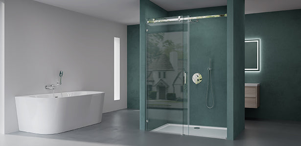 glasvilla Puerta de ducha Puerta de nicho ducha Separación de ducha Cabina de ducha Puerta corredera 8mm ESG en vidrio transparente con NANO fijación de 4 puntos Teramo04-2