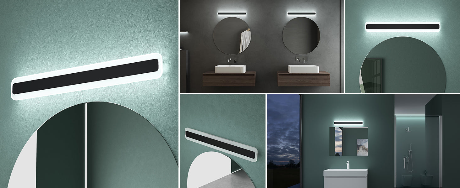 glasvilla Lampada da Specchio LED per Bagno | Lampada a Specchio 3000-6000K, Illuminazione da Parete 14W con 3 Temperature di Colore per Trucco LumaRay