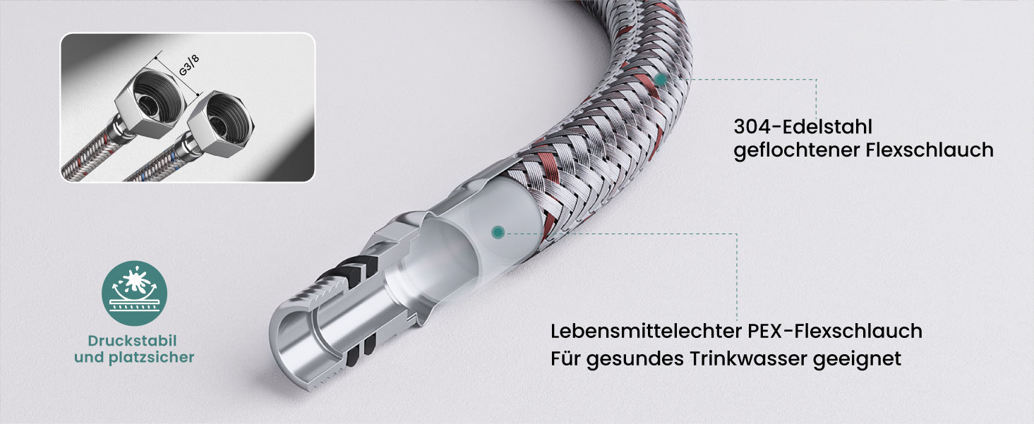glasvilla Robinet de cuisine, mitigeur d'évier en acier inoxydable, mitigeur de cuisine avec douchette à vaisselle magnétique, pivotant à 360° Turnix-01
