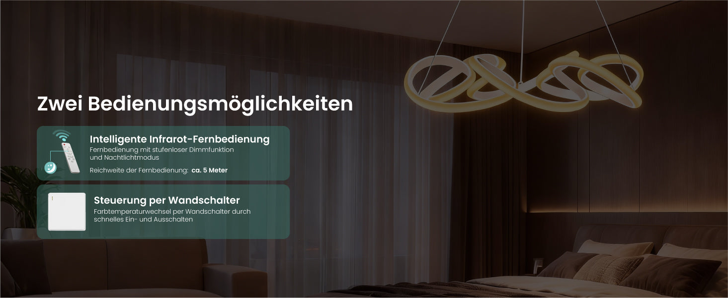 Suspension glasvilla pour table à manger, lampe suspendue moderne LED blanche 52cm, intensité réglable en continu 3000K–6400K, lampe de table à manger design 67W réglable en hauteur avec télécommande & interrupteur mural, Alivetta25040