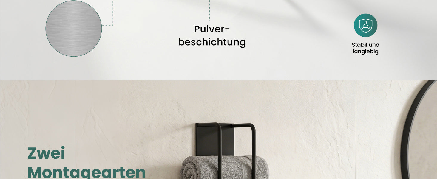 Glasvilla Handtuchhalter ohne Bohren , Badetuchhalter Selbstklebend, Handtuchaufbewahrung für Küche und Bad,  Tavrin-03