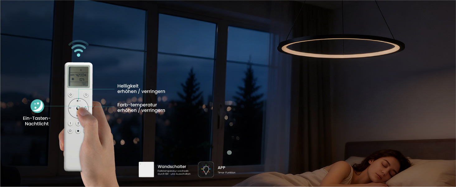 glasvilla Suspension luminaire de table à manger, lampe à suspendre LED, intensité variable en continu 3000K–6000K, lampe de table à manger réglable en hauteur avec télécommande et interrupteur mural Luvina01