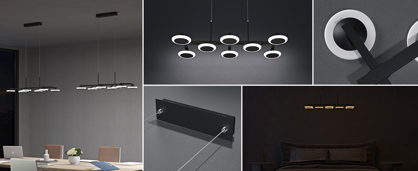 glasvilla Lampadario a Sospensione 32W, 72cm, Lampada da Soffitto a Sospensione Dimmerabile con Telecomando 3000K/4000K/6000K per Sala da Pranzo, Camera da Letto e Soggiorno