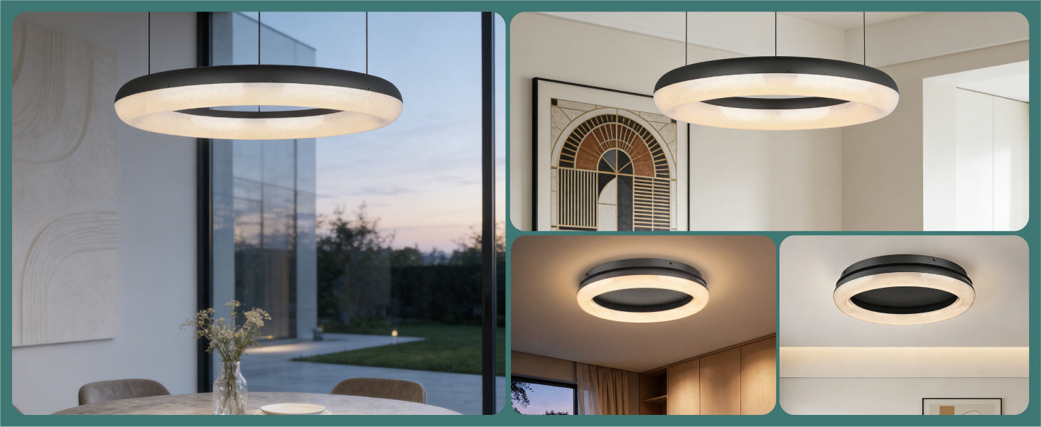 glasvilla Suspension de table à manger, Lampe suspendue LED moderne, intensité réglable en continu 3000K–6000K, lampe de table à manger design réglable en hauteur avec télécommande et interrupteur mural, Luvina03