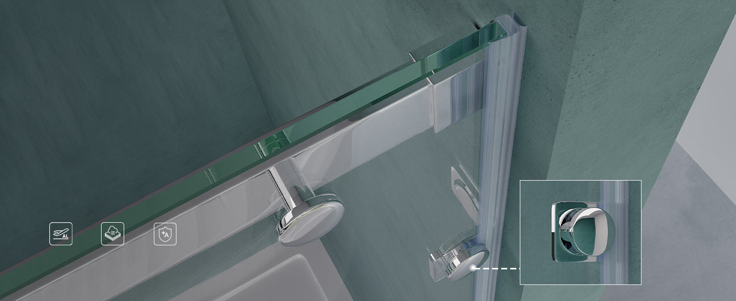 glasvilla Puerta de ducha Puerta de nicho ducha Separación de ducha Cabina de ducha Puerta corredera 8mm ESG en vidrio transparente con NANO fijación de 4 puntos Teramo04-2