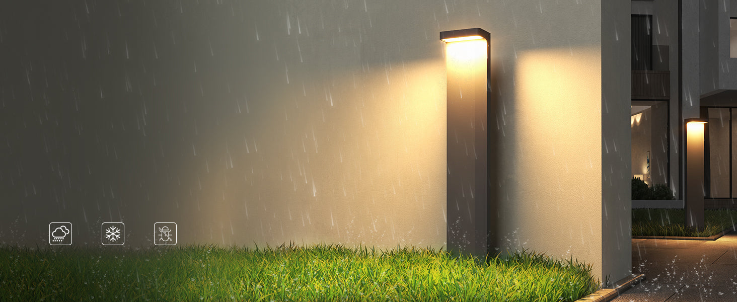 glasvilla Außenleuchte 10x6x60cm IP65 Wegeleuchte Außen | Pollerleuchte für Garten, 3000K Stehlampe Gartenlampe | Außenlampe Standleuchte 6W LumaTorch