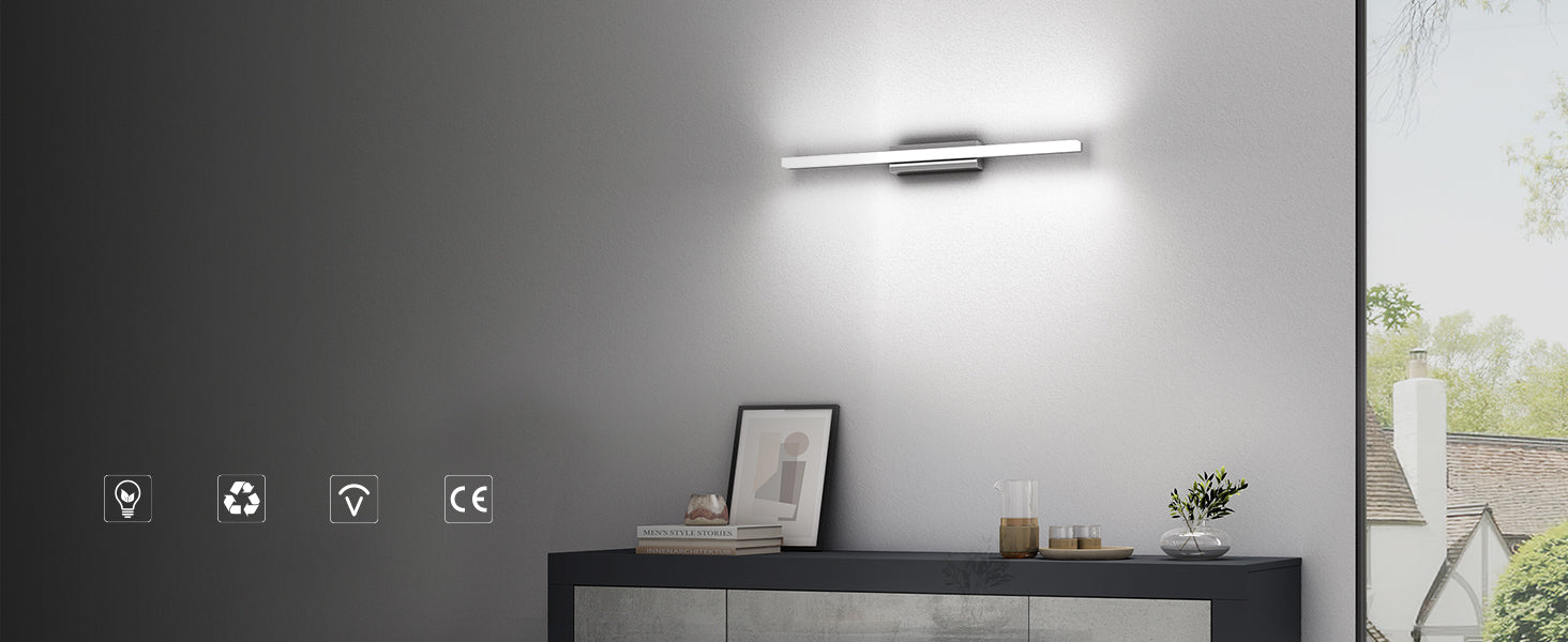 glasvilla Spiegelleuchte LED Badlampe | Spiegellampe, 6000K Badezimmer Lampe | LED Wandleuchte 9W Spiegelstrahl
