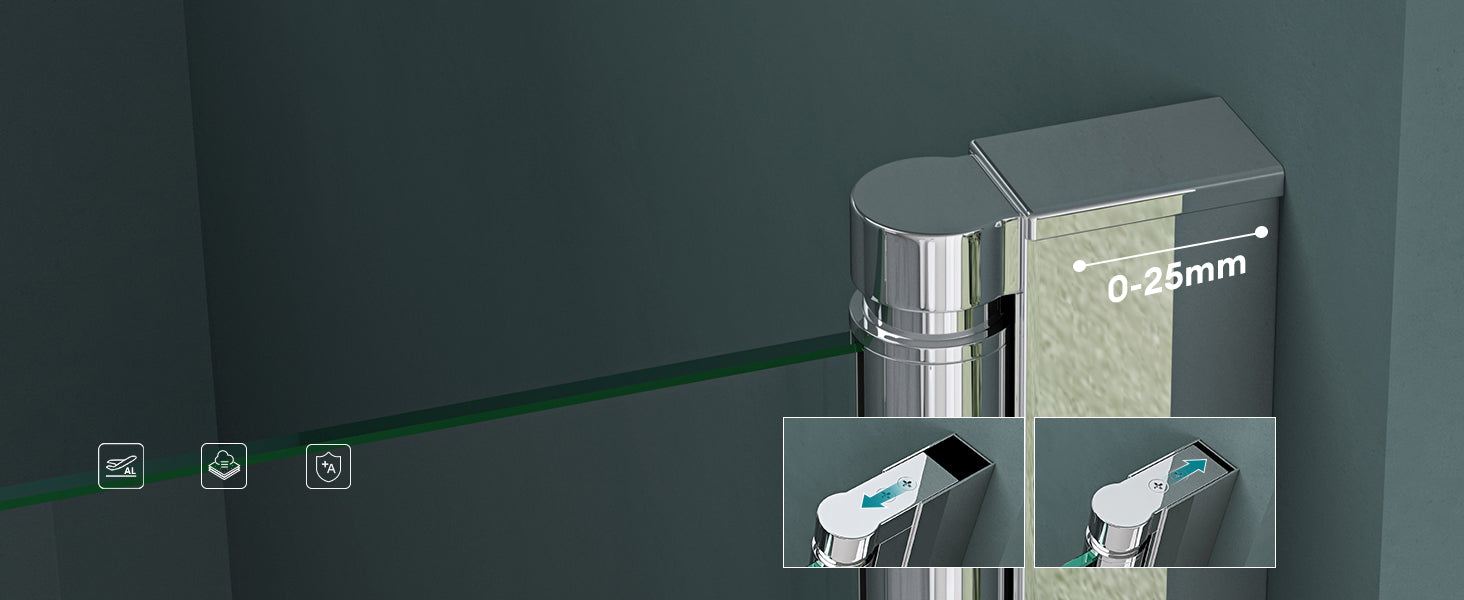 glasvilla Duschtür Nischentür Dusche Duschabtrennung Duschkabine Schwingtür 180° ESG-Sicherheitsglas mit Hebe- und Senkmechanismus Klarglas und Satiniert Streifen Teramo24K+MS D Neu