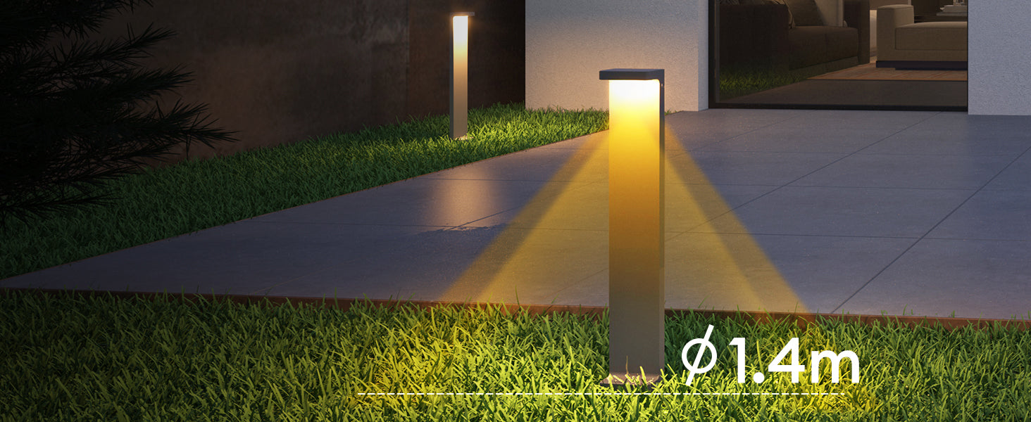glasvilla Außenleuchte 10x6x60cm IP65 Wegeleuchte Außen | Pollerleuchte für Garten, 3000K Stehlampe Gartenlampe | Außenlampe Standleuchte 6W LumaTorch