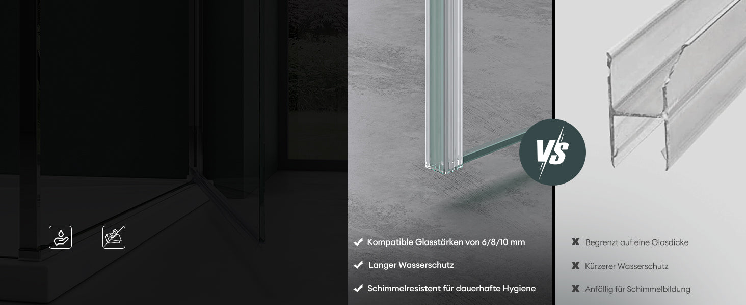 Glasvilla Junta de ducha para puerta de cristal 6–10 mm en PVC reforzado