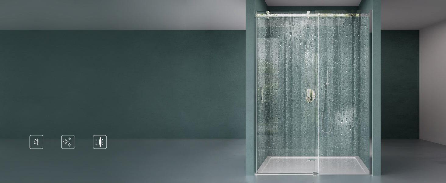 glasvilla Duschtür Nischentür dusche Duschabtrennung Duschkabine 8mm Sicherheitsglas mit Nanobeschichtung Schiebetür Höhe:195cm Teramo04