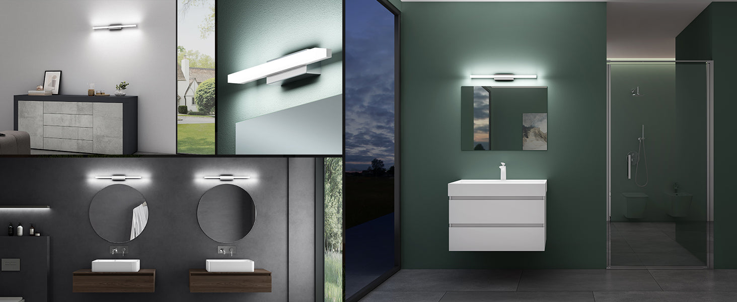 glasvilla Spiegelleuchte LED Badlampe | Spiegellampe, 6000K Badezimmer Lampe | LED Wandleuchte 9W Spiegelstrahl