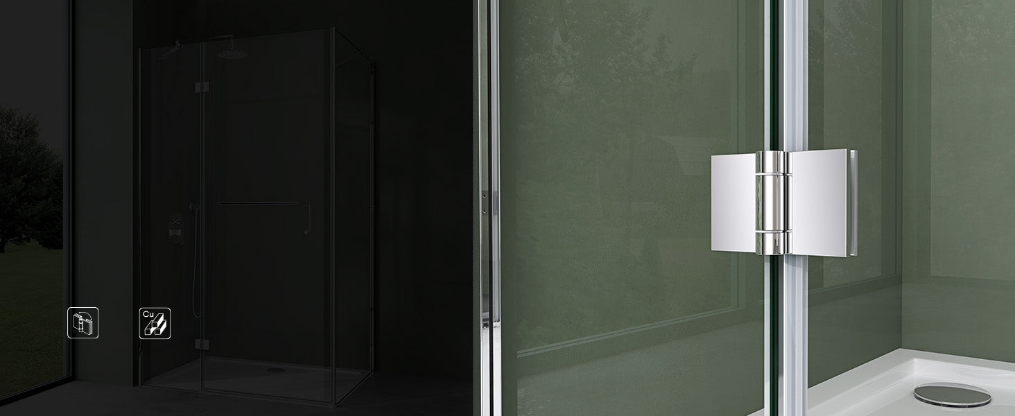 Cabine de douche Glasvilla, paroi de douche, verre trempé de sécurité 6 mm avec effet lotus et nano-revêtement anti-salissures, véritable paroi de douche en verre R04k