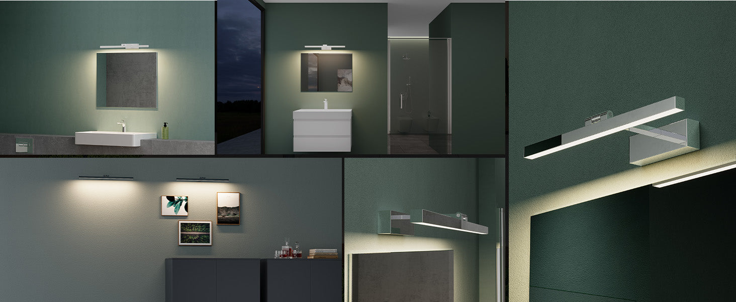 glasvilla Spiegelleuchte  LED Badlampe | Spiegellampe, 4000K Badezimmer Lampe | 180° Drehbar  9W Strahlenschön