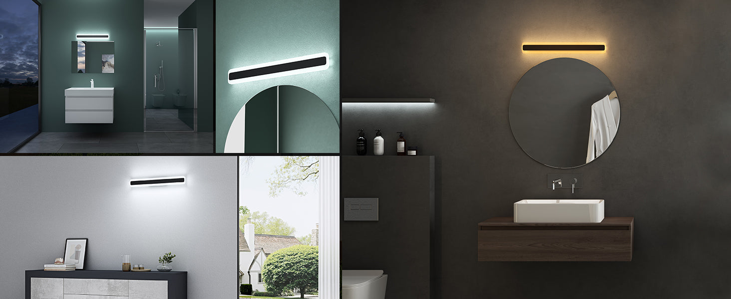 glasvilla Lampada da Specchio LED per Bagno | Lampada a Specchio 3000-6000K, Illuminazione da Parete 14W con 3 Temperature di Colore per Trucco LumaRay
