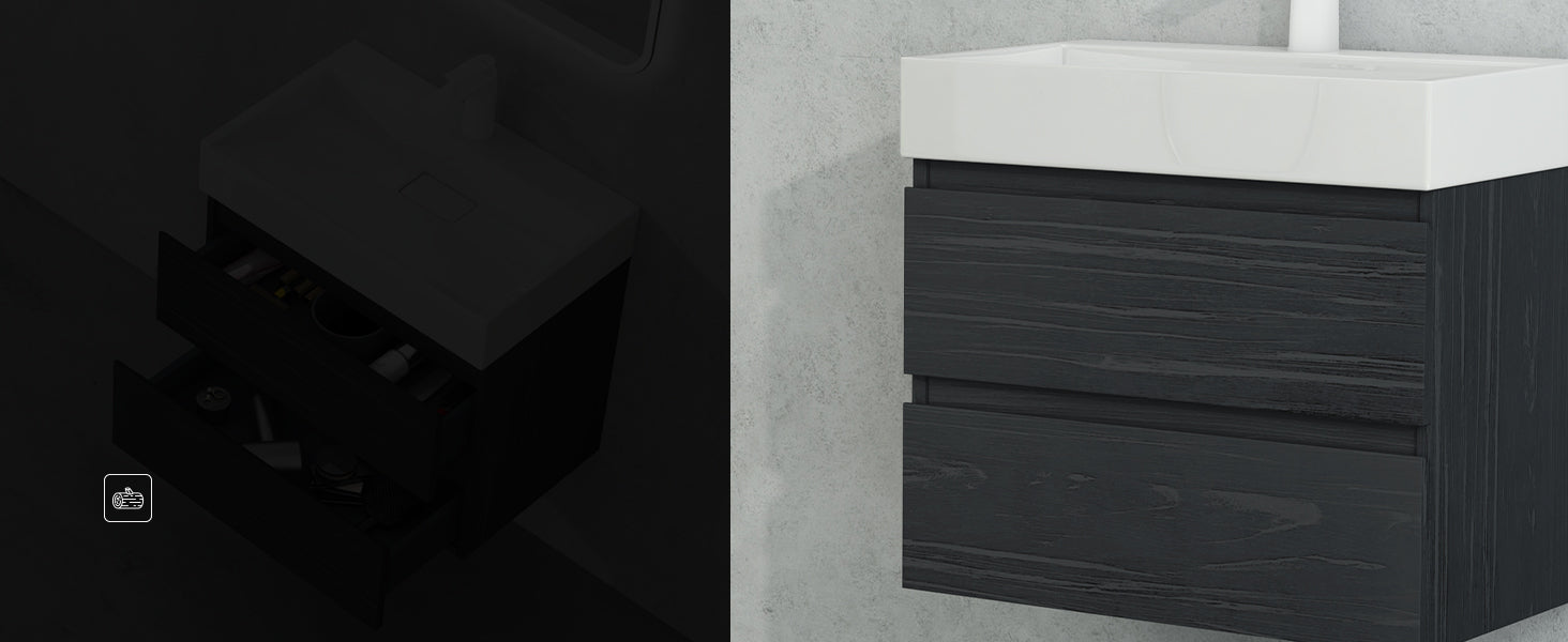 conjunto de muebles de baño glasvilla lavabo bajo encimera Verona con 2 cajones incluido lavabo y juego de desagüe