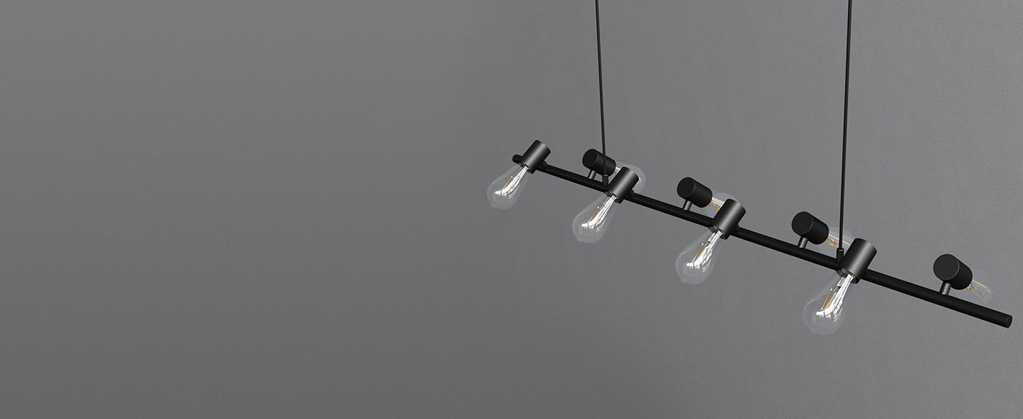 glasvilla Pendelleuchte 120cm LED Hängelampe 8 Flammig 4000K Verstellbares Kabel E27 Schwarz Hängeleuchte  Alivetta2313