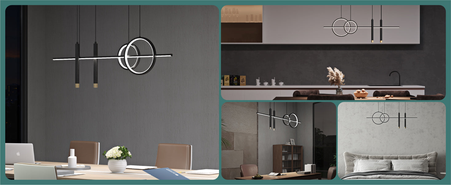 lampara colgante glasvilla 100cm LED diseño lineal 3000K/4000K/6000K cable ajustable 38W lámpara colgante para comedor sala de estar dormitorio