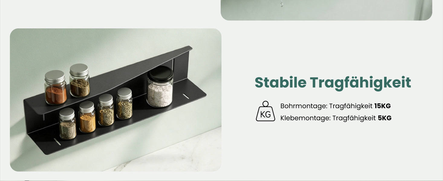 glasvilla Duschablage zum Bohren oder Kleben, Duschregal Badezimmerablage , Shampoo Halterung für Dusche, Badezimmer Organizer  Reglo-15
