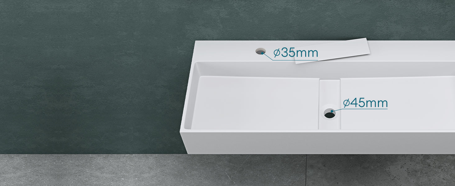 Lavabo à poser Glasvilla, lavabo suspendu en matériau minéral moulé avec trou de robinetterie Col6028