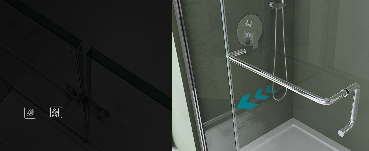 Cabine de douche Glasvilla, paroi de douche, verre trempé de sécurité 6 mm avec effet lotus et nano-revêtement anti-salissures, véritable paroi de douche en verre R04k