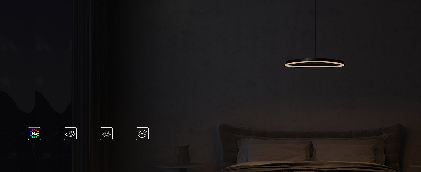 Glasvilla Design – Lámpara colgante LED 50 cm con diseño ondulado, regulable 3000K–6000K (16W)