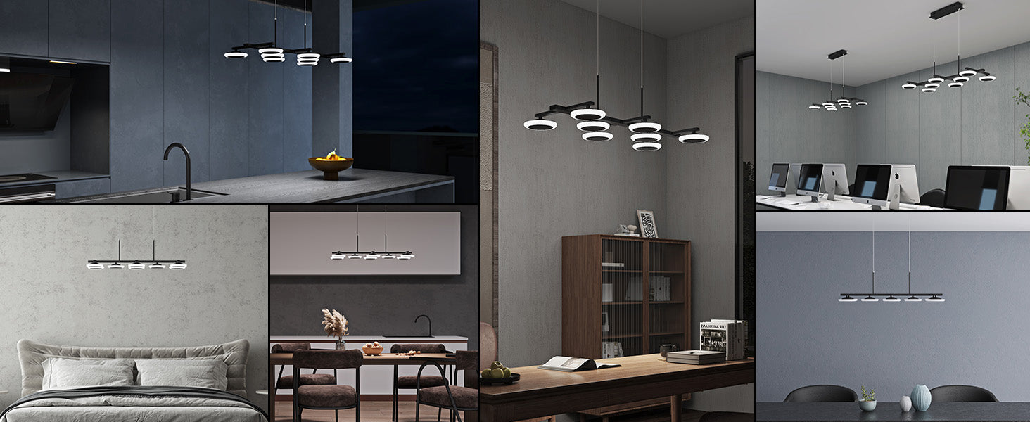 glasvilla Lampadario a Sospensione 32W, 72cm, Lampada da Soffitto a Sospensione Dimmerabile con Telecomando 3000K/4000K/6000K per Sala da Pranzo, Camera da Letto e Soggiorno