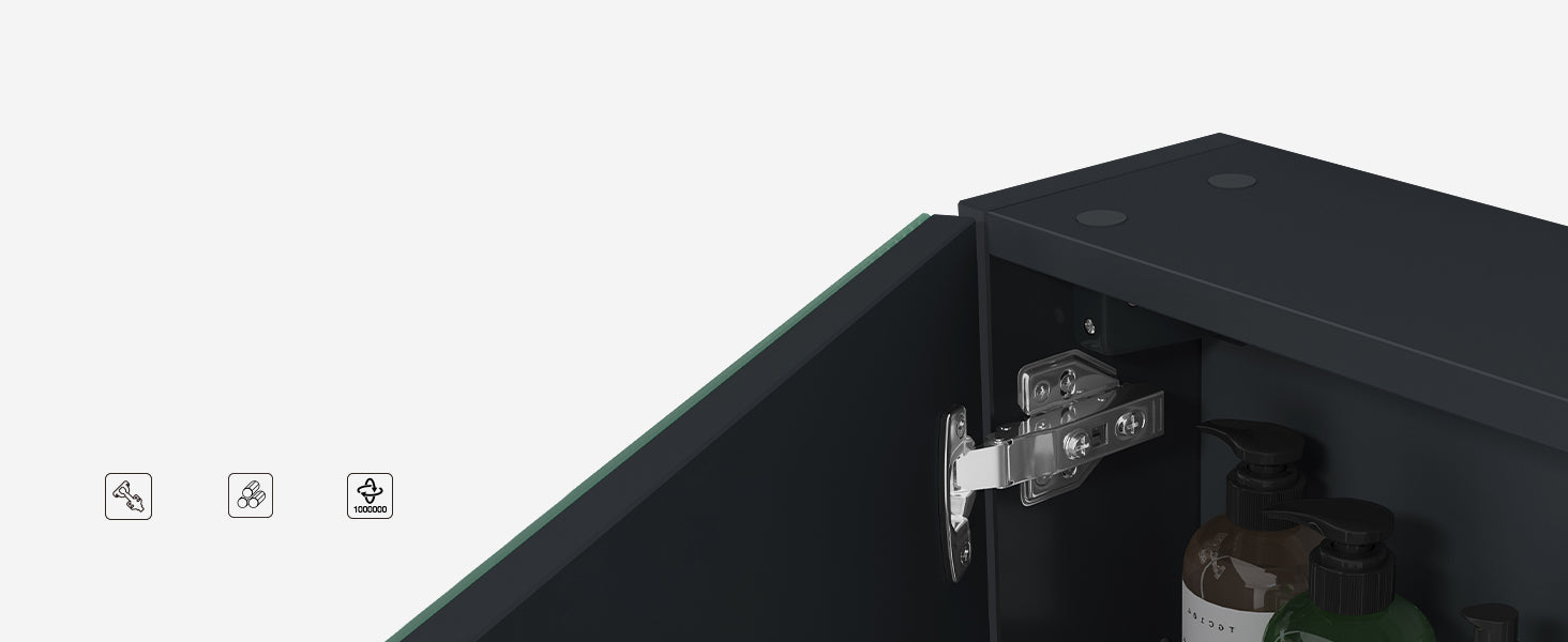 Armoire de toilette Glasvilla avec miroir et lampe intégrée, meuble de salle de bain, éclairage miroir, lampe de salle de bain LED rotative à 180°, d'une beauté rayonnante