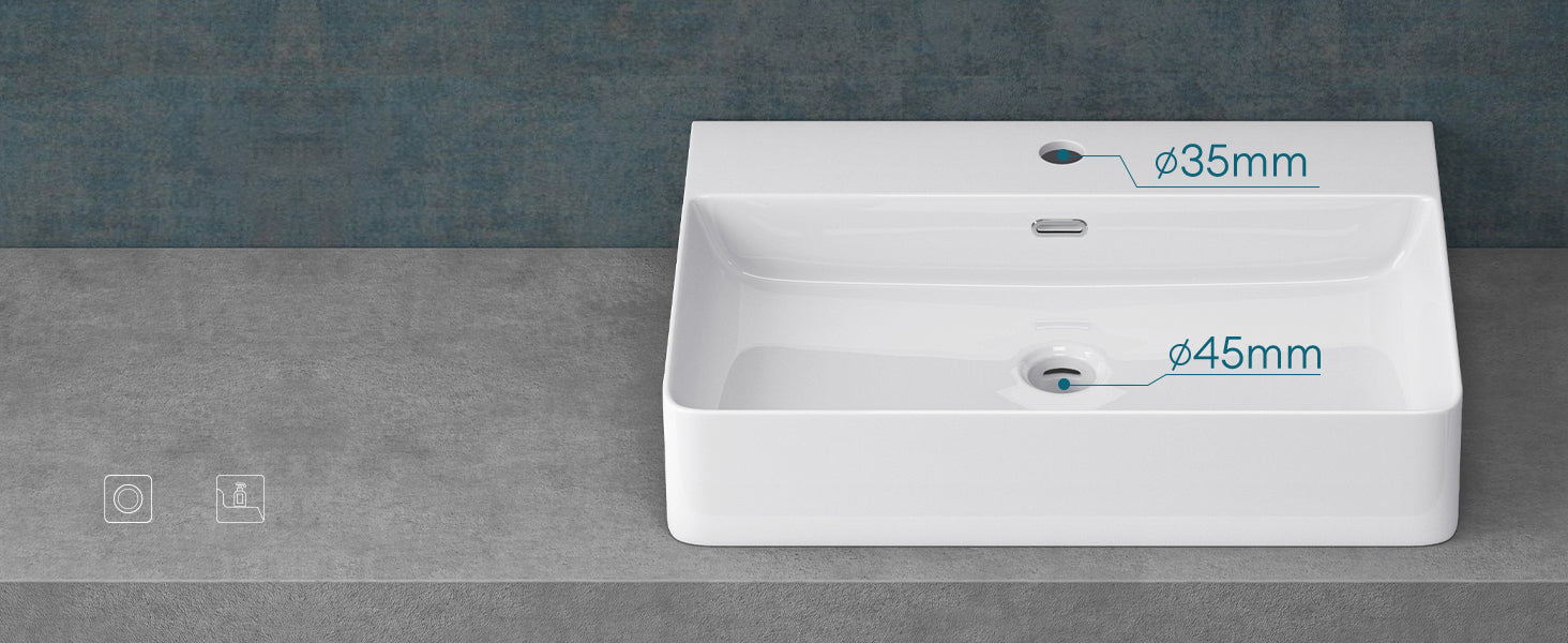 vasque à poser Glasvilla, vasque en céramique Meissen201 avec nano-revêtement